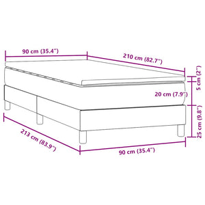 Κρεβάτι Boxspring με Στρώμα Σκούρο Γκρι 90x210 εκ. Βελούδινο
