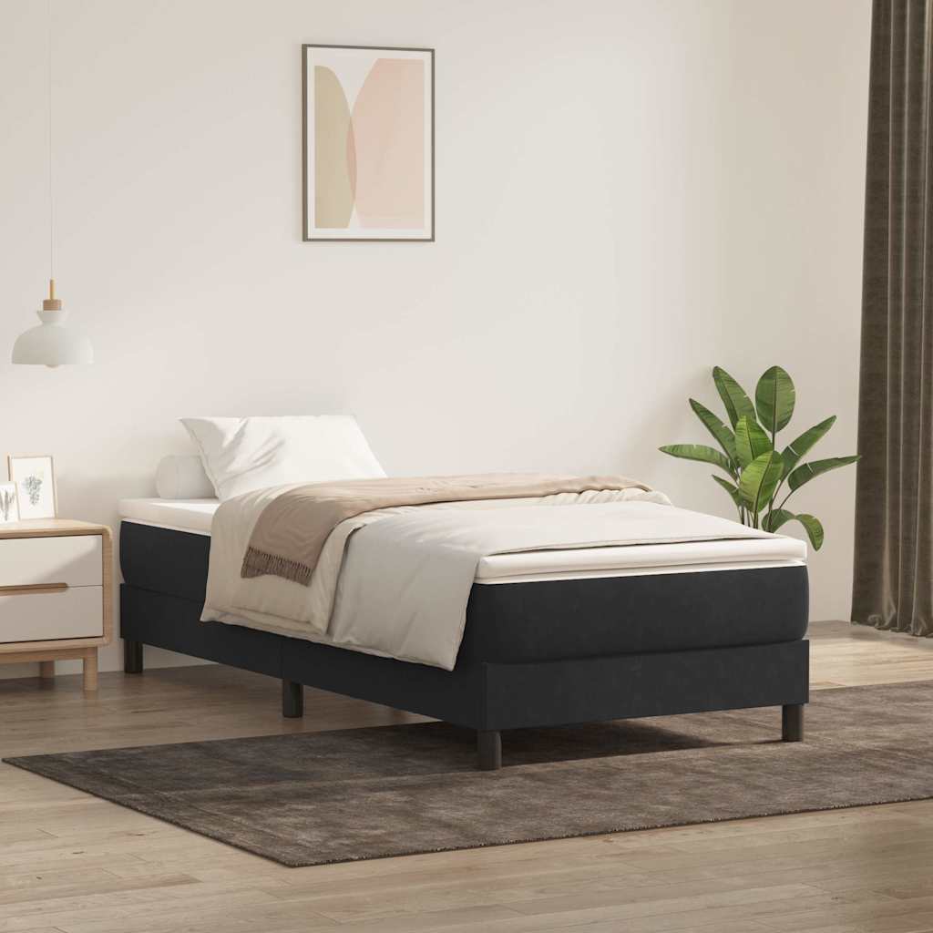 Κρεβάτι Boxspring με Στρώμα Μαύρο 90x210 εκ. Βελούδινο - Pakobazaar