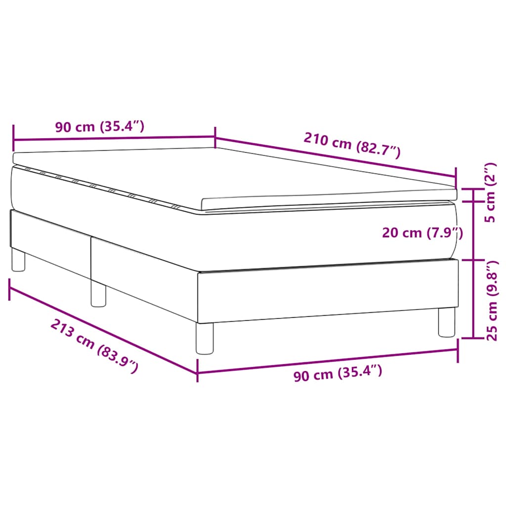 Box Spring κρεβάτι με στρώμα σκούρο μπλε 90x210 εκ. Βελούδινο - Pakobazaar