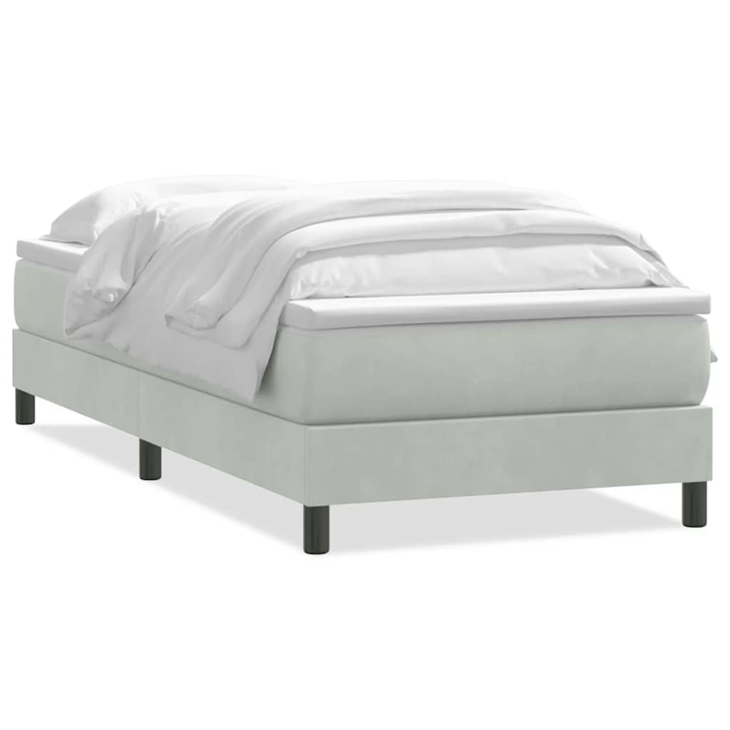 Κρεβάτι Boxspring με Στρώμα Ανοιχτό Γκρι 100x210 εκ. Βελούδινο - Pakobazaar