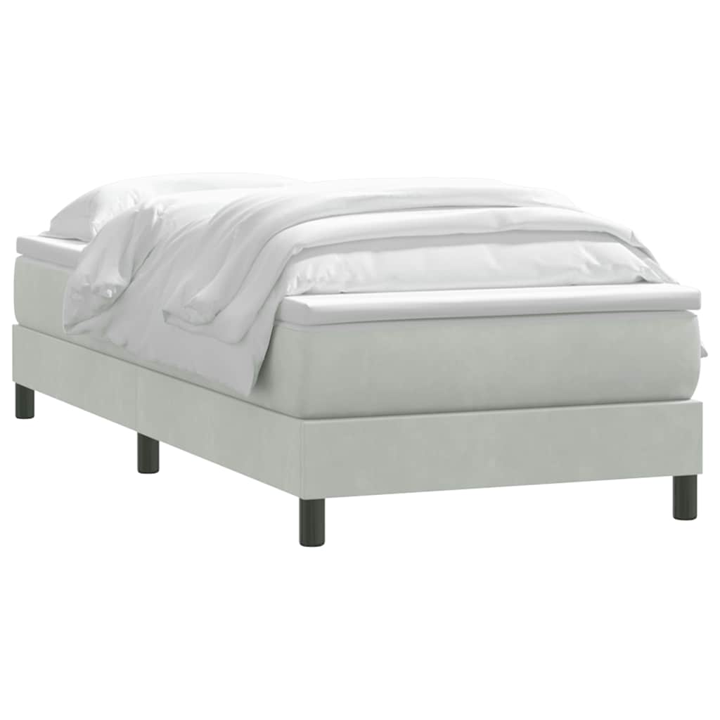 Κρεβάτι Boxspring με Στρώμα Ανοιχτό Γκρι 100x210 εκ. Βελούδινο - Pakobazaar