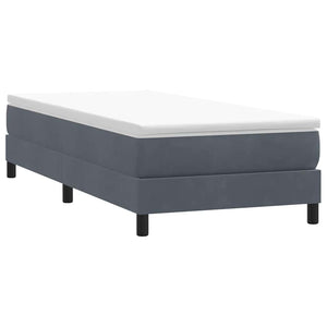 Κρεβάτι Boxspring με Στρώμα Σκούρο Γκρι 100x210 εκ. Βελούδινο - Pakobazaar