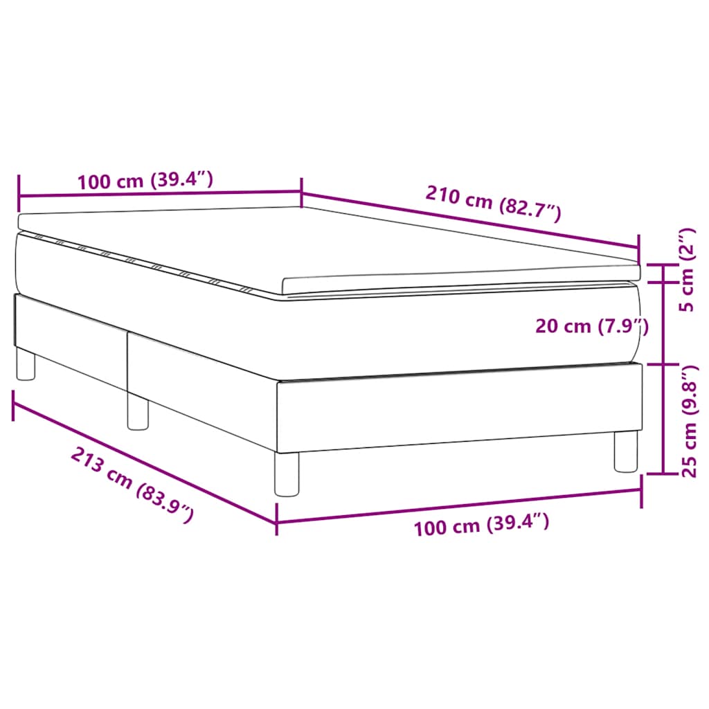 Box Spring Κρεβάτι με στρώμα Μαύρο 100x210 cm Βελούδινο - Pakobazaar