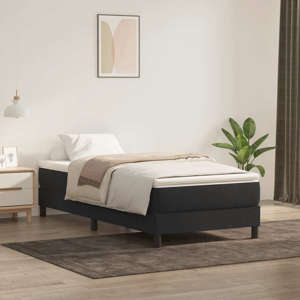 Box Spring Κρεβάτι με στρώμα Μαύρο 100x210 cm Βελούδινο - Pakobazaar
