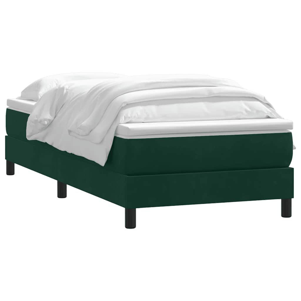 Κρεβάτι Boxspring με Στρώμα Σκούρο Πράσινο 100x210εκ. Βελούδινο