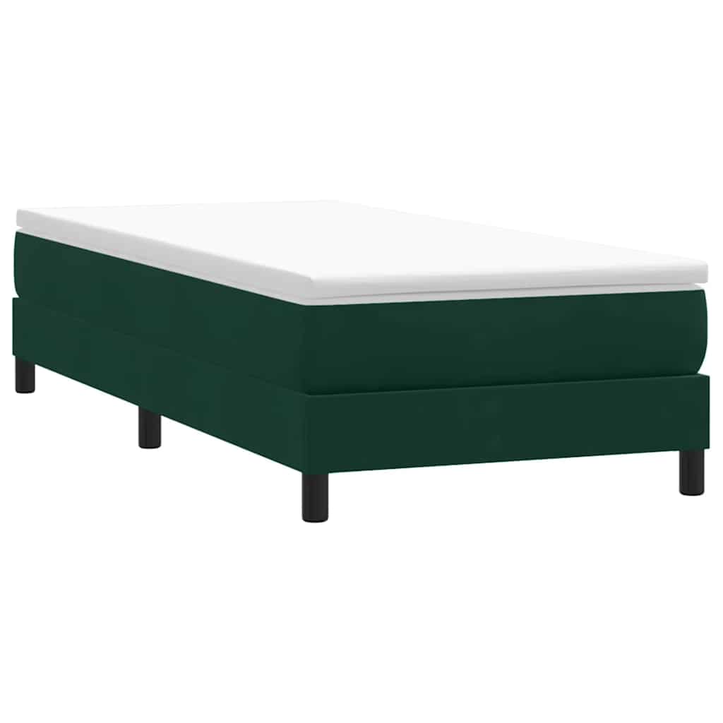 Κρεβάτι Boxspring με Στρώμα Σκούρο Πράσινο 100x210εκ. Βελούδινο