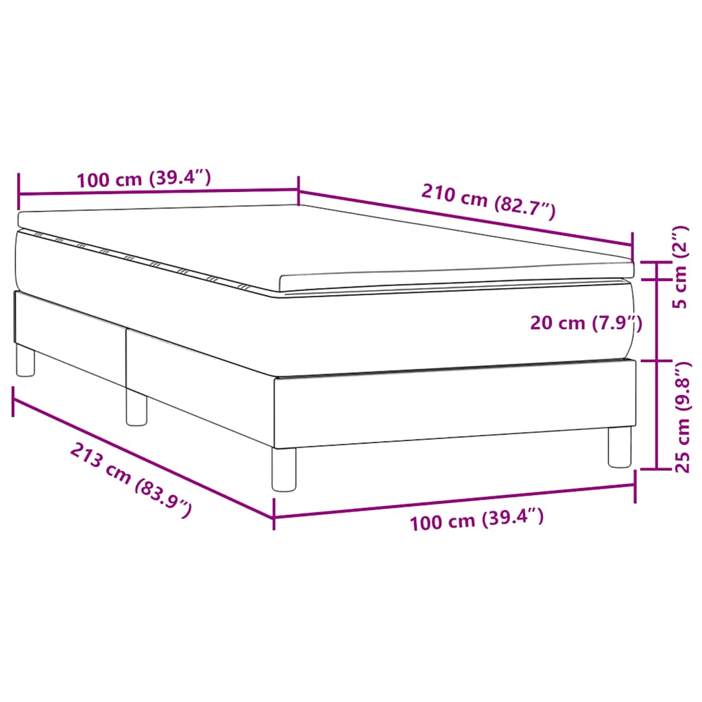 Κρεβάτι Boxspring με Στρώμα Σκούρο Πράσινο 100x210εκ. Βελούδινο