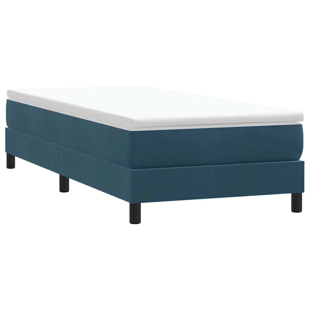 Κρεβάτι Boxspring με Στρώμα Σκούρο Μπλε 100x210 εκ. Βελούδινο - Pakobazaar