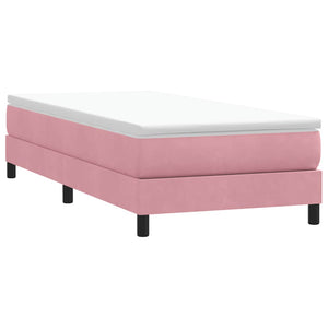 Κρεβάτι Boxspring με Στρώμα Ροζ 100x210 εκ. Βελούδινο