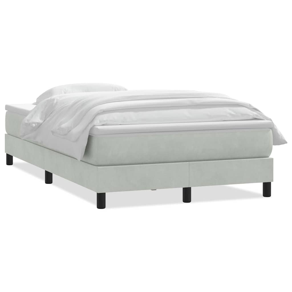 Κρεβάτι Boxspring με Στρώμα Ανοιχτό Γκρι 120x210 εκ. Βελούδινο - Pakobazaar