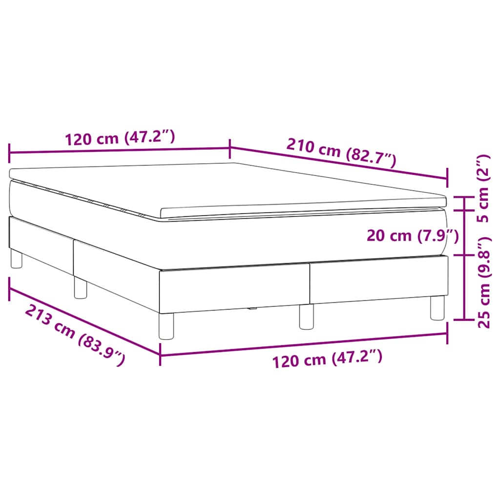 Κρεβάτι Boxspring με Στρώμα Ανοιχτό Γκρι 120x210 εκ. Βελούδινο - Pakobazaar