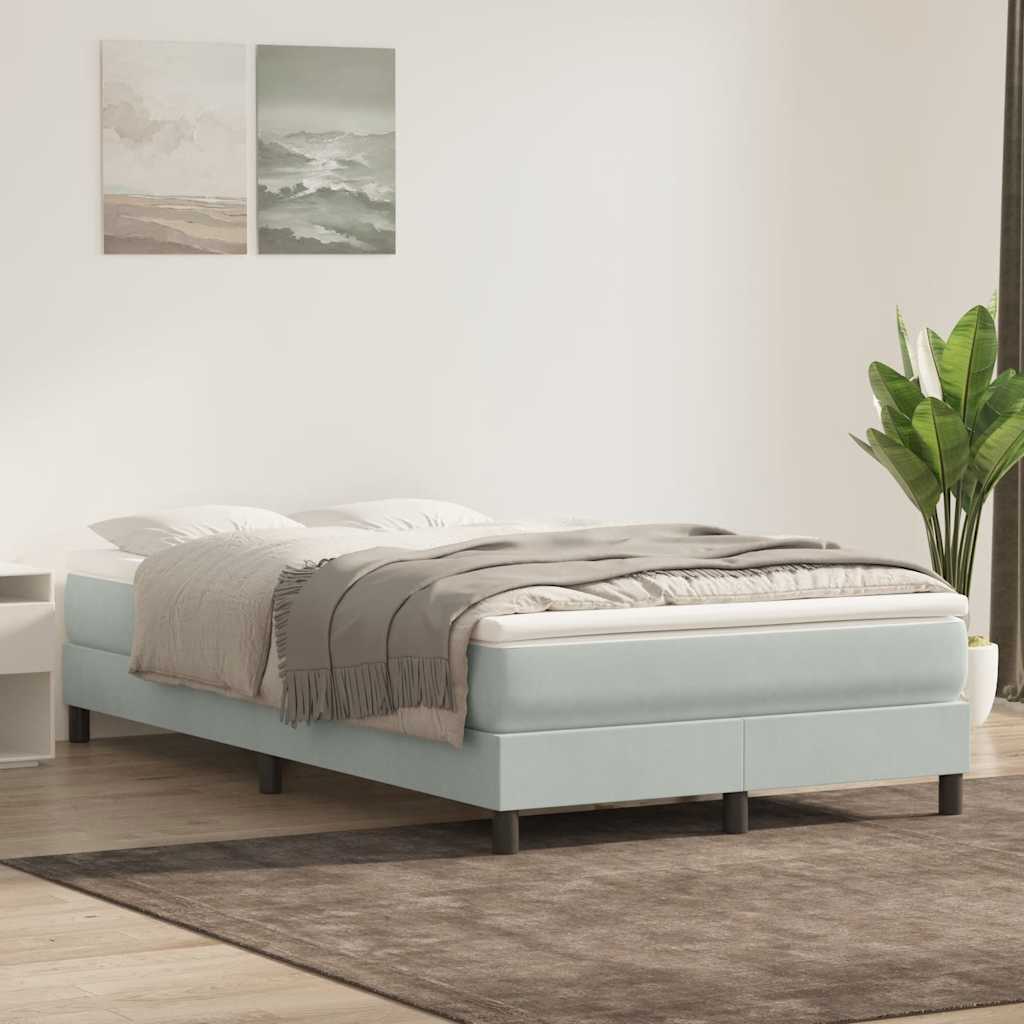 Κρεβάτι Boxspring με Στρώμα Ανοιχτό Γκρι 120x210 εκ. Βελούδινο - Pakobazaar