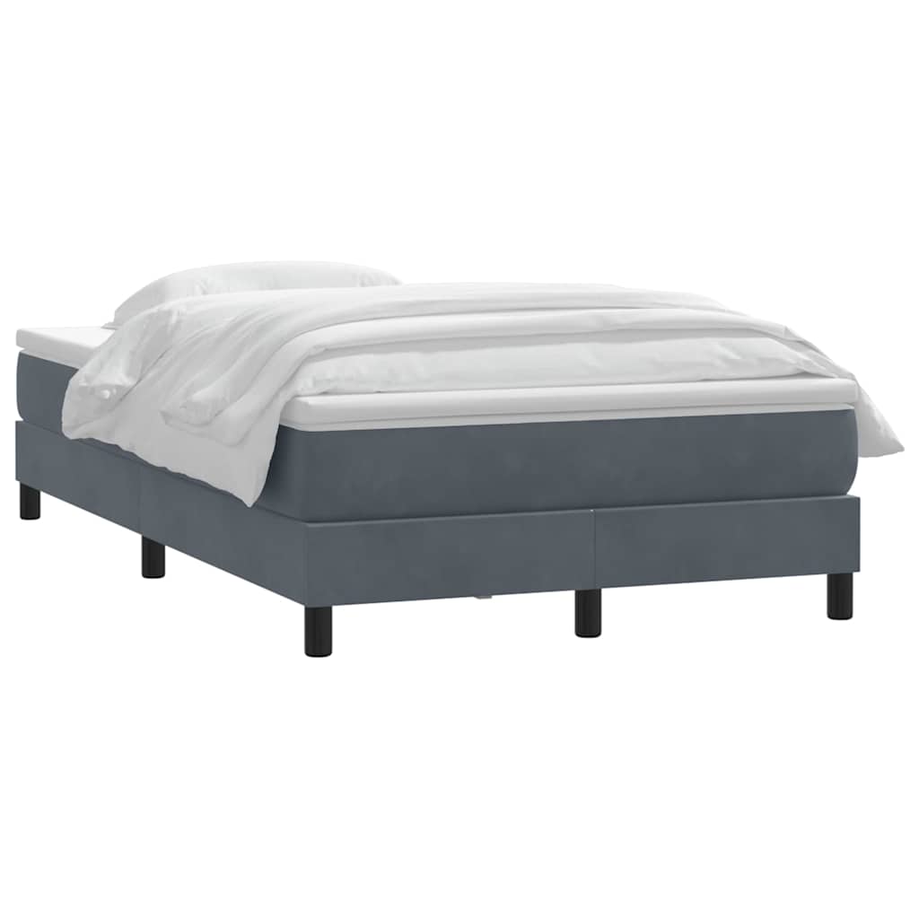 Κρεβάτι Boxspring με Στρώμα Σκούρο Γκρι 120x210 εκ. Βελούδινο - Pakobazaar