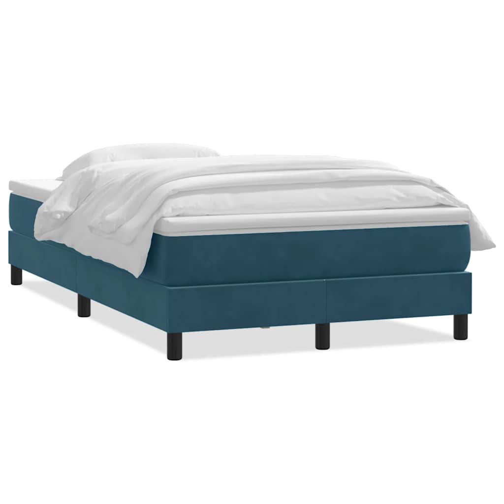 Κρεβάτι Boxspring με Στρώμα Σκούρο Μπλε 120x210 εκ. Βελούδινο - Pakobazaar