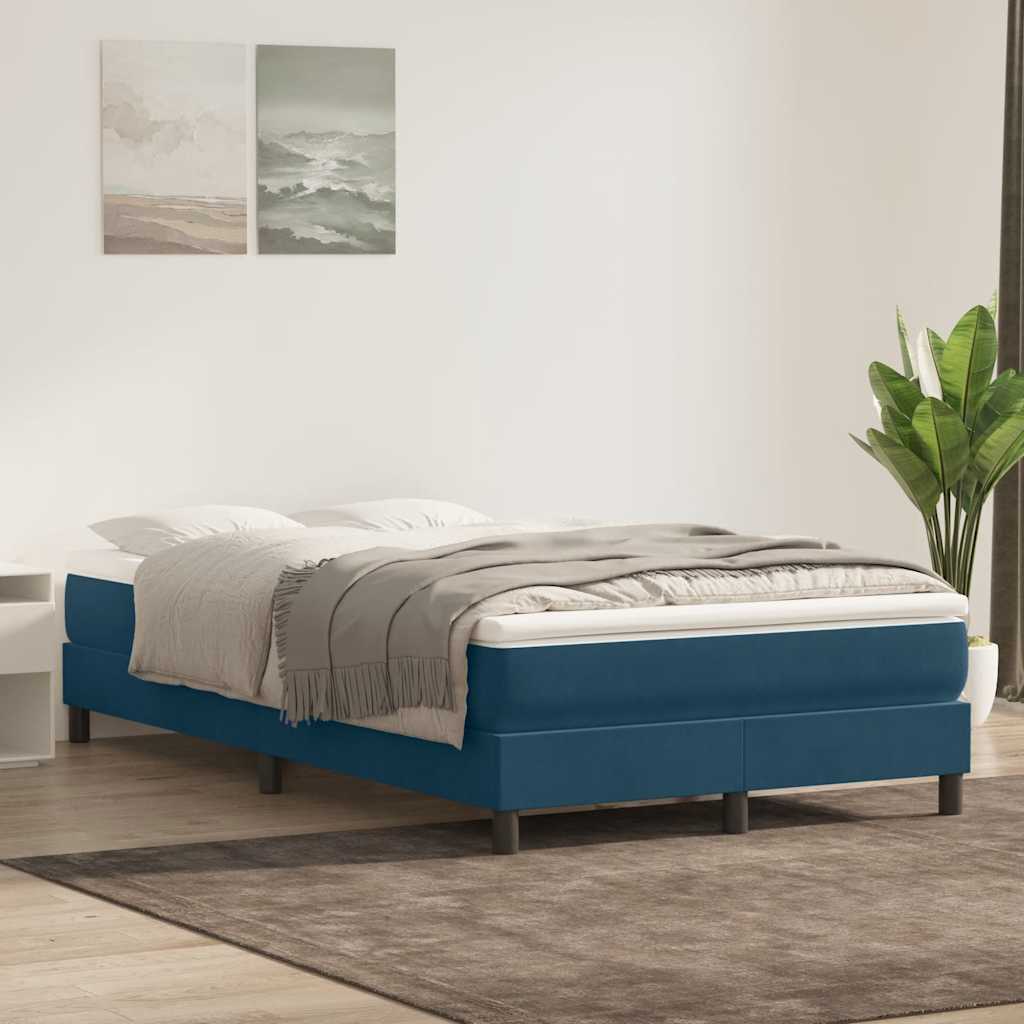 Κρεβάτι Boxspring με Στρώμα Σκούρο Μπλε 120x210 εκ. Βελούδινο - Pakobazaar