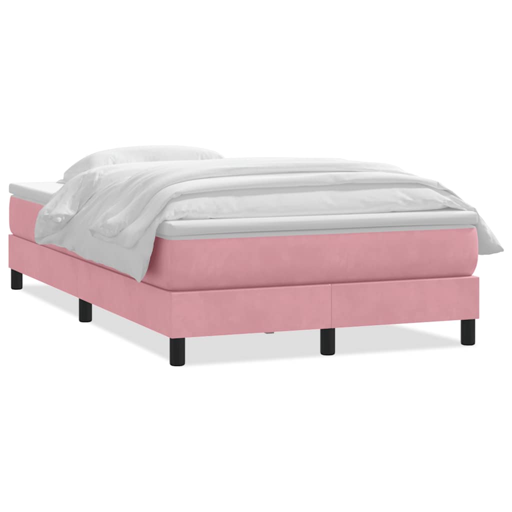 Κρεβάτι Boxspring με Στρώμα Ροζ 120x210 εκ. Βελούδινο - Pakobazaar