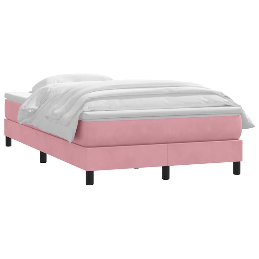 Κρεβάτι Boxspring με Στρώμα Ροζ 120x210 εκ. Βελούδινο - Pakobazaar