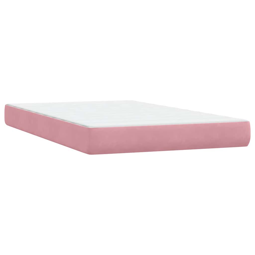 Κρεβάτι Boxspring με Στρώμα Ροζ 120x210 εκ. Βελούδινο - Pakobazaar