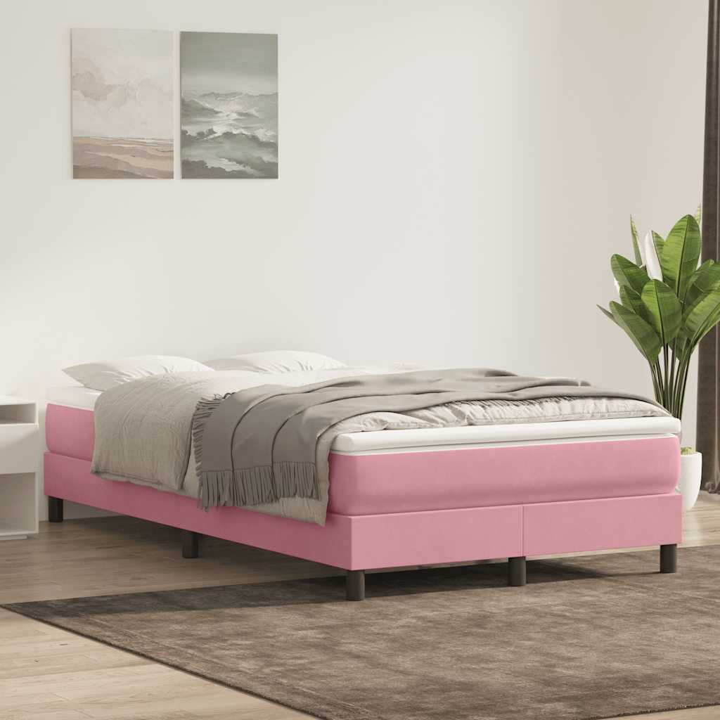 Κρεβάτι Boxspring με Στρώμα Ροζ 120x210 εκ. Βελούδινο - Pakobazaar
