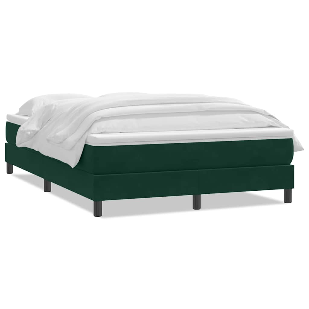 Κρεβάτι Boxspring με Στρώμα Σκούρο Πράσινο 140x210εκ. Βελούδινο