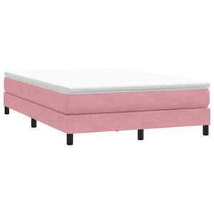 Κρεβάτι Boxspring με Στρώμα Ροζ 140x210 εκ. Βελούδινο