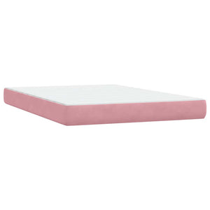 Κρεβάτι Boxspring με Στρώμα Ροζ 140x210 εκ. Βελούδινο