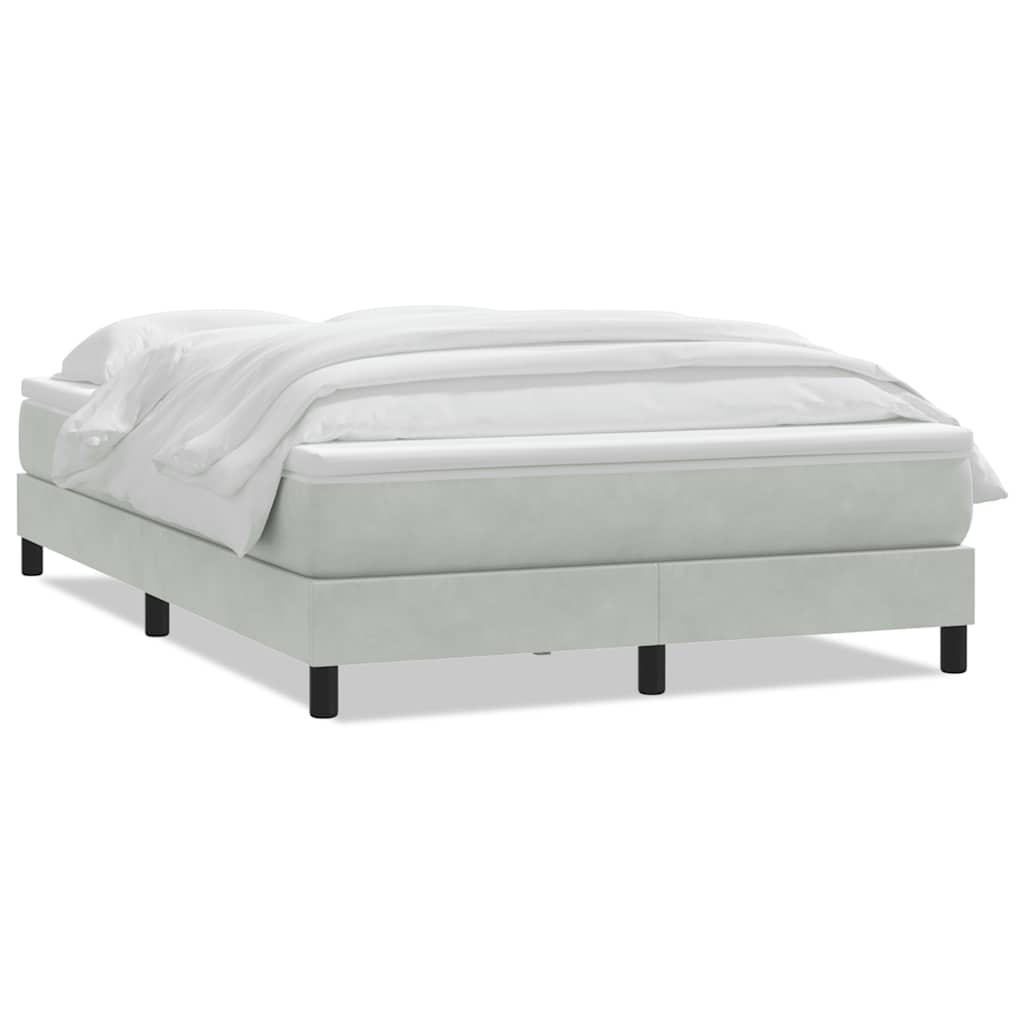 Κρεβάτι Boxspring με Στρώμα Ανοιχτό Γκρι 160x210 εκ. Βελούδινο