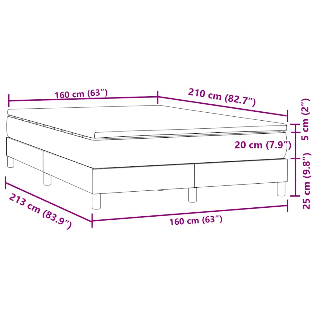 Κρεβάτι Boxspring με Στρώμα Ανοιχτό Γκρι 160x210 εκ. Βελούδινο