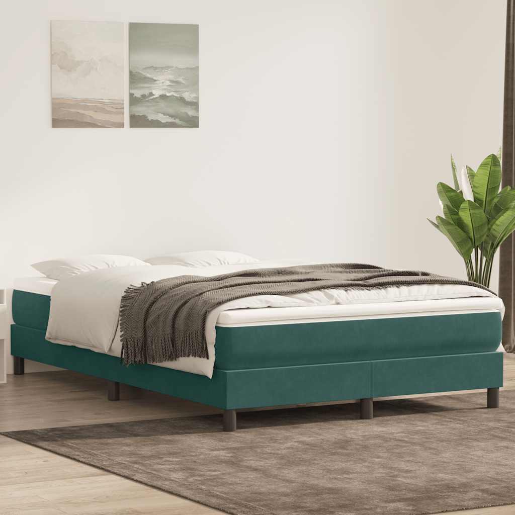 Κρεβάτι Boxspring με Στρώμα Σκούρο Πράσινο 160x210εκ. Βελούδινο
