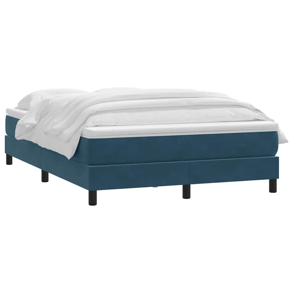 Κρεβάτι Boxspring με Στρώμα Σκούρο Μπλε 160x210 εκ. Βελούδινο - Pakobazaar