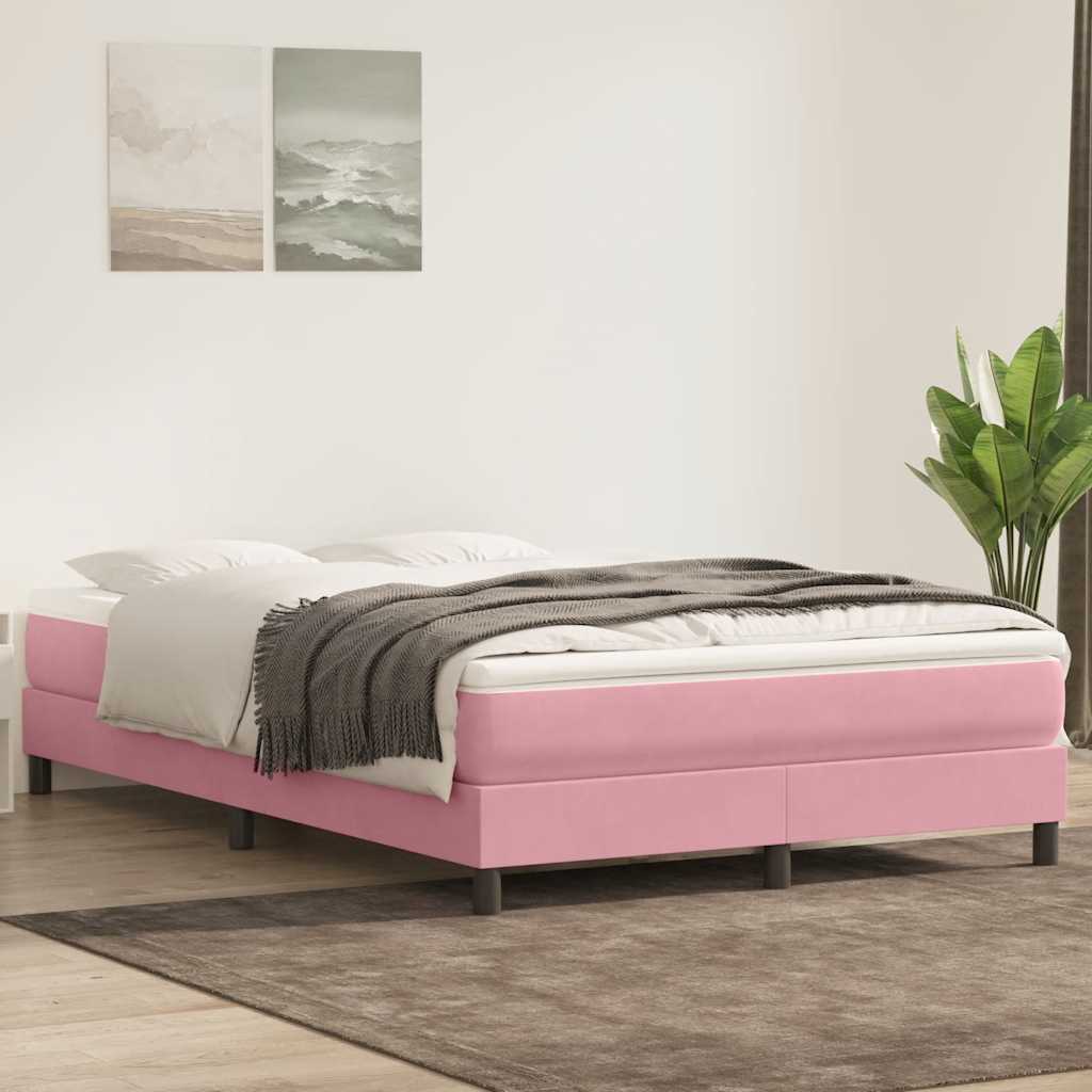 Κρεβάτι Boxspring με Στρώμα Ροζ 160x210 εκ. Βελούδινο
