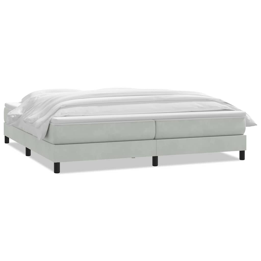 Κρεβάτι Boxspring με Στρώμα Ανοιχτό Γκρι 180x210 εκ. Βελούδινο