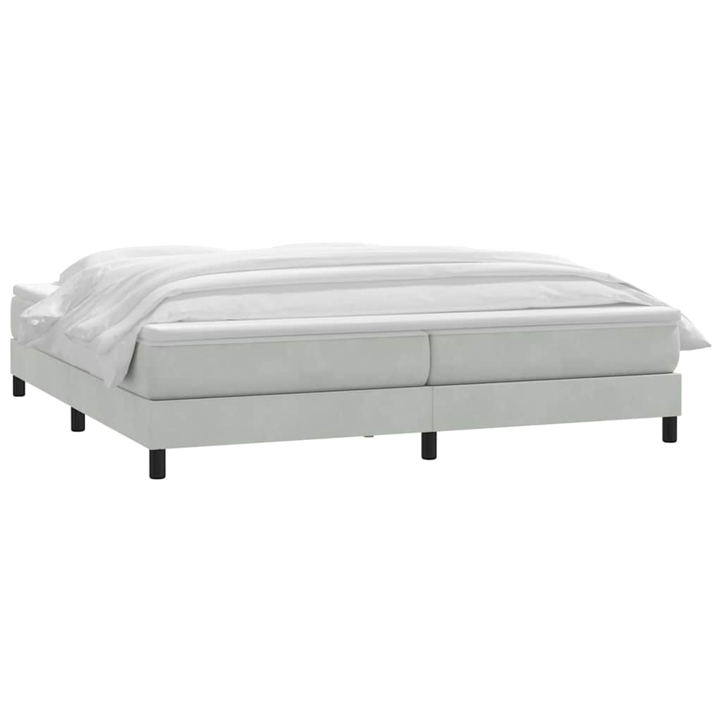 Κρεβάτι Boxspring με Στρώμα Ανοιχτό Γκρι 180x210 εκ. Βελούδινο