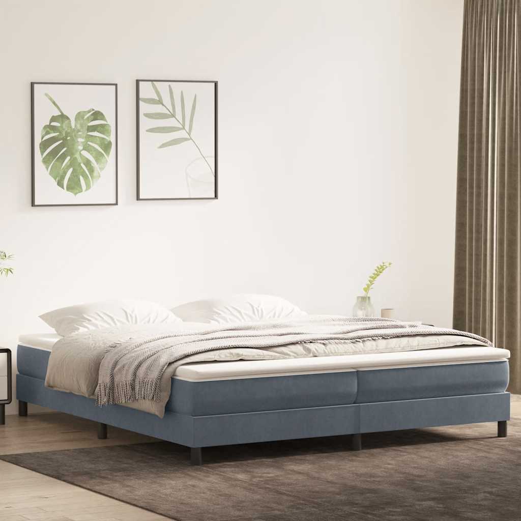 Κρεβάτι Boxspring με Στρώμα Σκούρο Γκρι 180x210 εκ. Βελούδινο