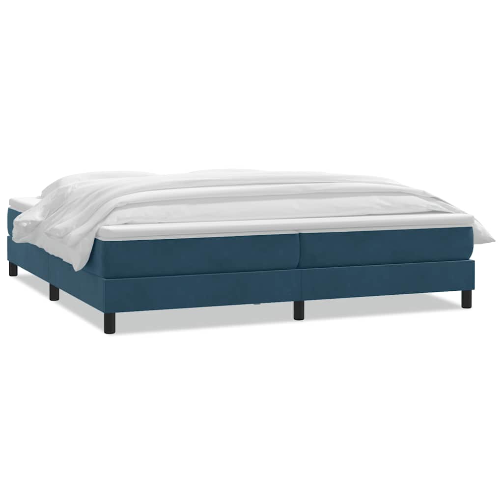 Κρεβάτι Boxspring με Στρώμα Σκούρο Μπλε 180x210 εκ. Βελούδινο - Pakobazaar