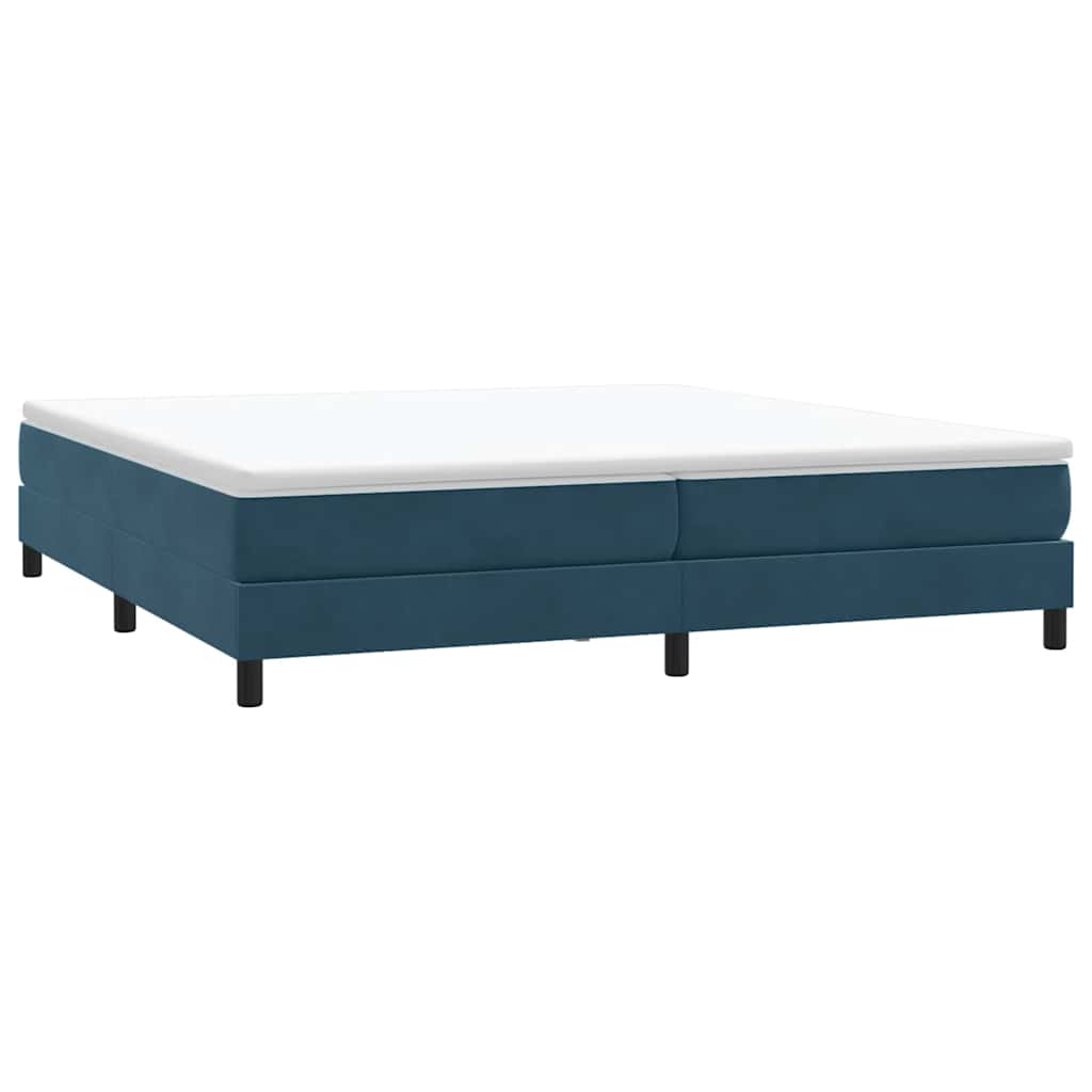 Κρεβάτι Boxspring με Στρώμα Σκούρο Μπλε 180x210 εκ. Βελούδινο - Pakobazaar