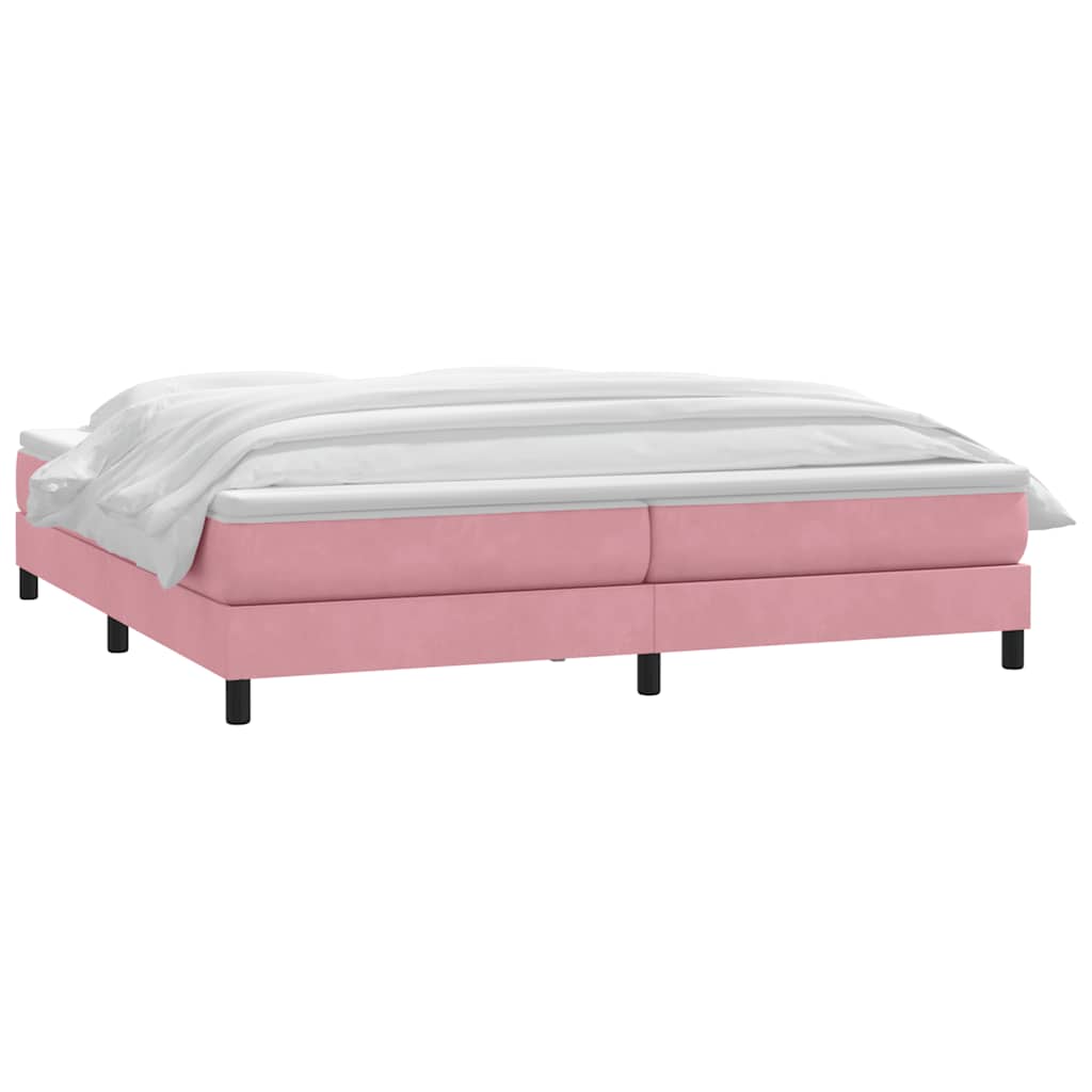 Κρεβάτι Boxspring με Στρώμα Ροζ 180x210 εκ. Βελούδινο