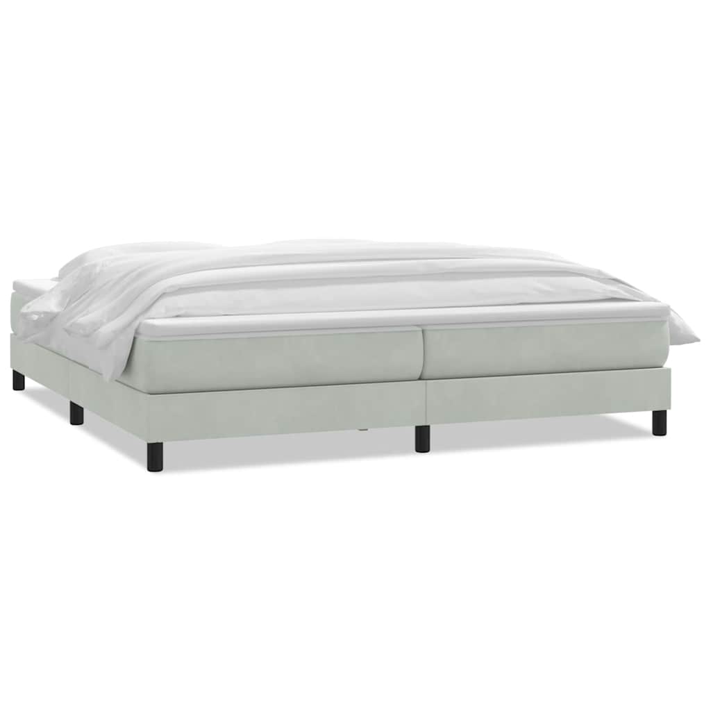 Box Spring κρεβάτι με στρώμα ανοιχτό γκρι 200x210 cm Βελούδινο - Pakobazaar