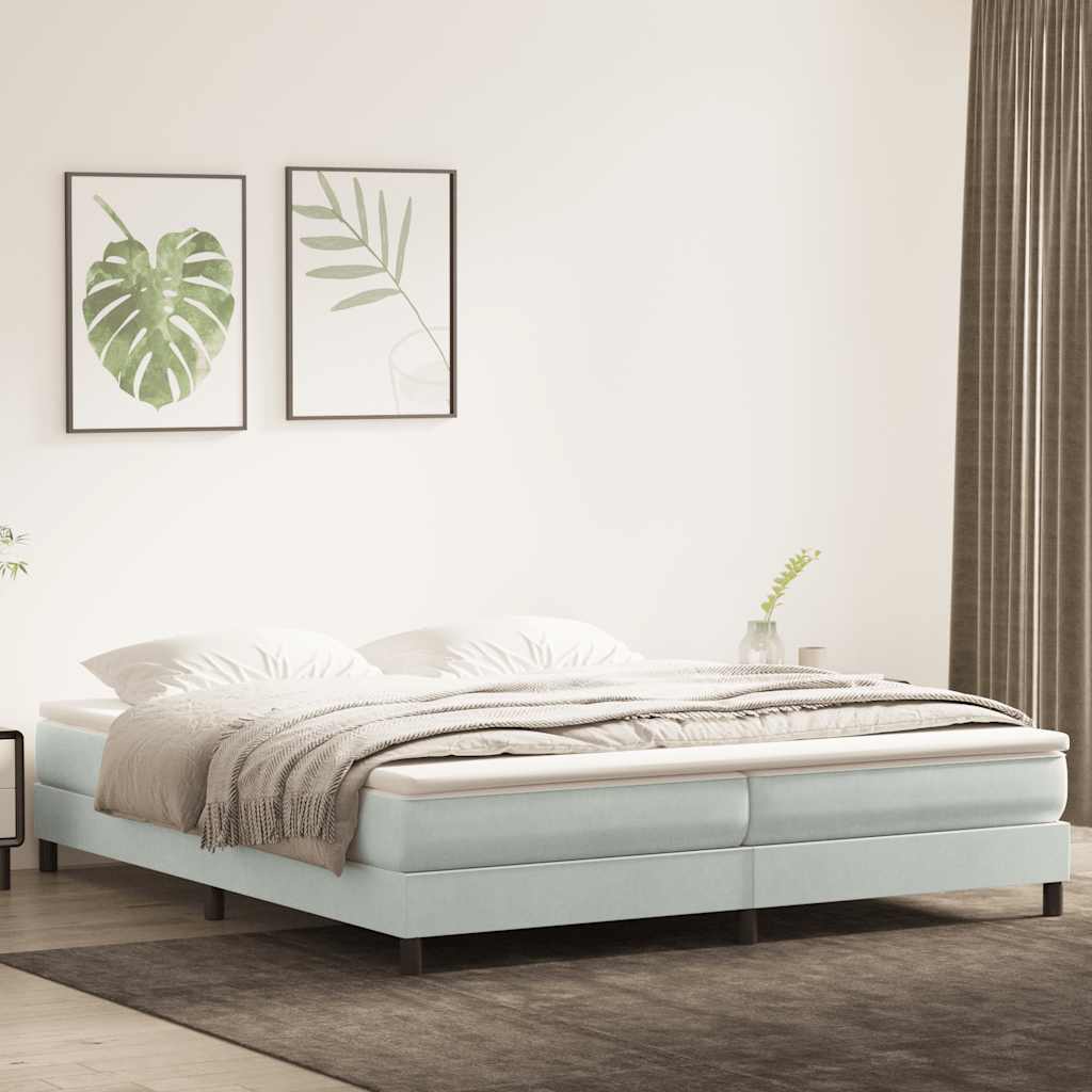 Box Spring κρεβάτι με στρώμα ανοιχτό γκρι 200x210 cm Βελούδινο - Pakobazaar