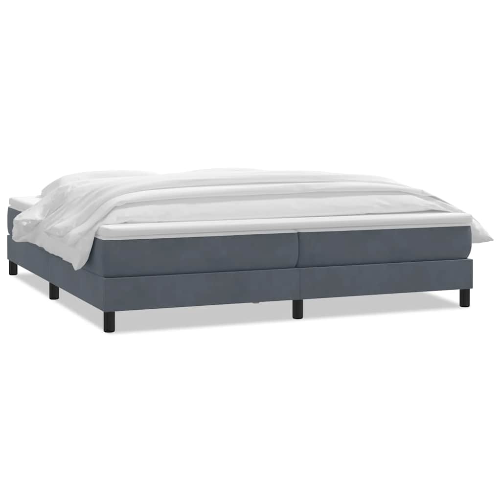 Κρεβάτι Boxspring με Στρώμα Σκούρο Γκρι 200x210 εκ. Βελούδινο - Pakobazaar