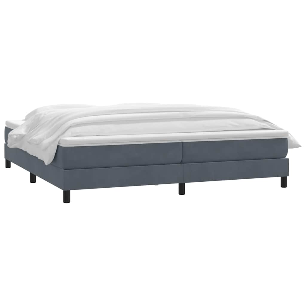 Κρεβάτι Boxspring με Στρώμα Σκούρο Γκρι 200x210 εκ. Βελούδινο - Pakobazaar