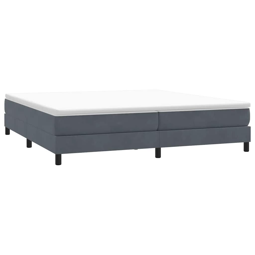 Κρεβάτι Boxspring με Στρώμα Σκούρο Γκρι 200x210 εκ. Βελούδινο - Pakobazaar
