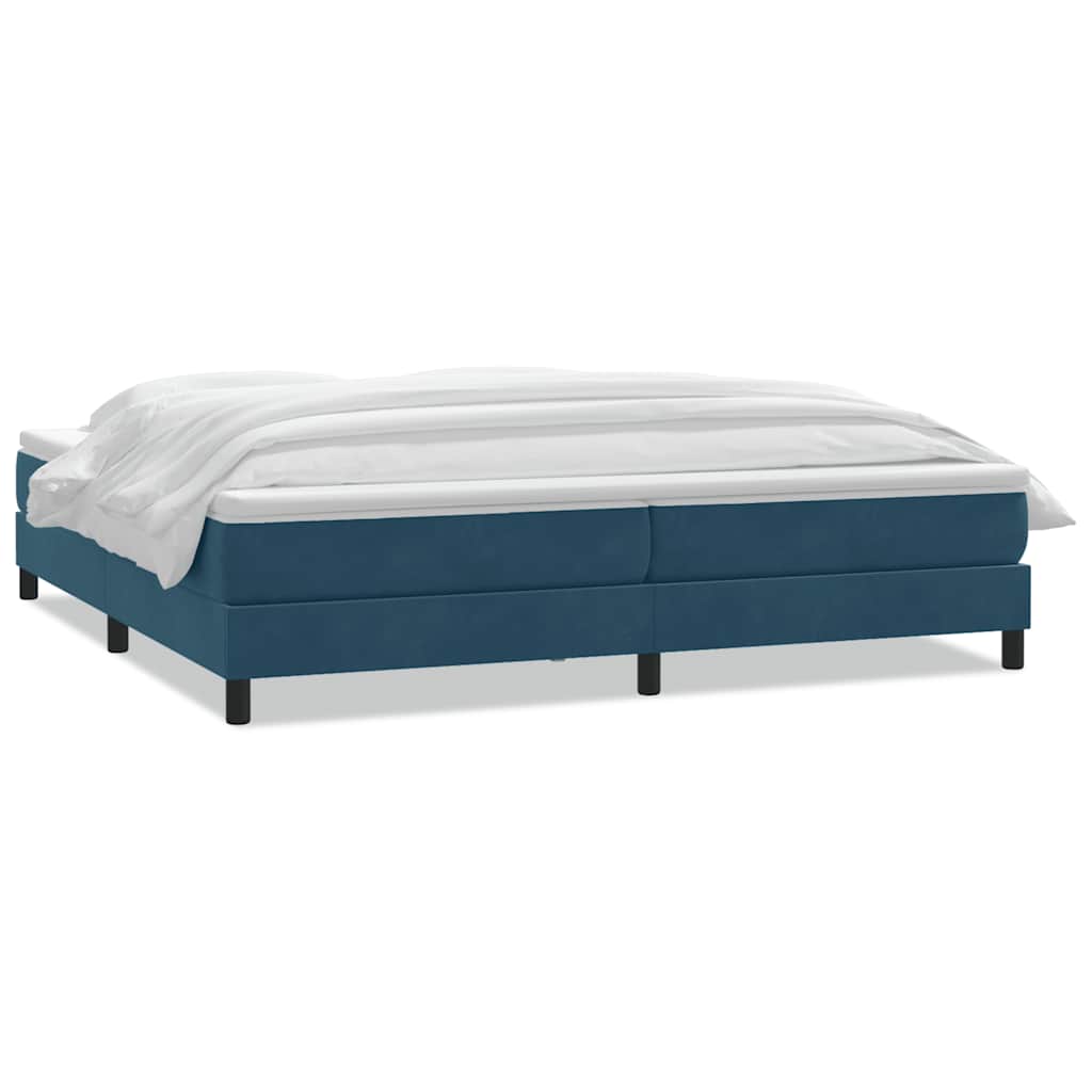 Κρεβάτι Boxspring με Στρώμα Σκούρο Μπλε 200x220 εκ. Βελούδινο - Pakobazaar