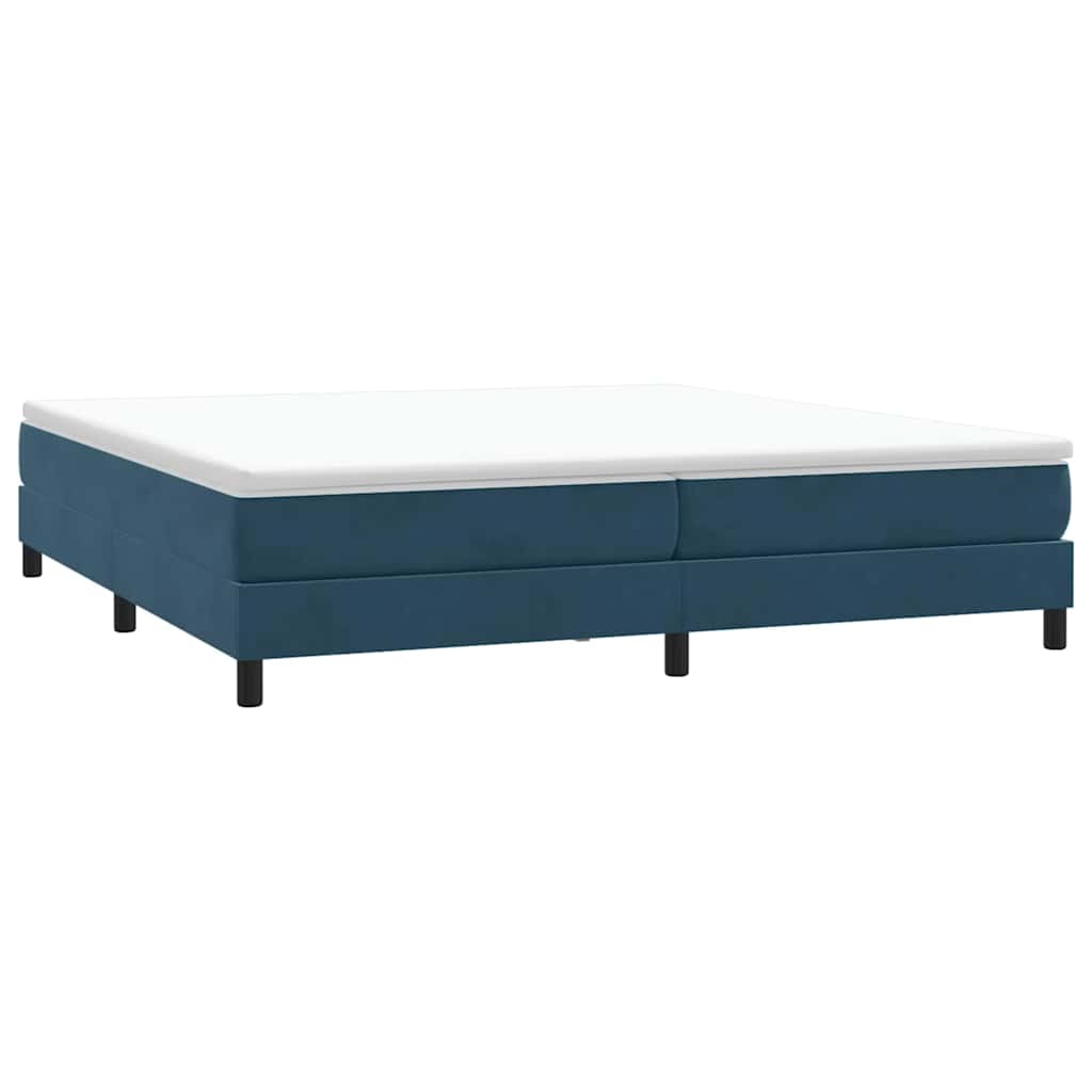 Κρεβάτι Boxspring με Στρώμα Σκούρο Μπλε 200x220 εκ. Βελούδινο - Pakobazaar