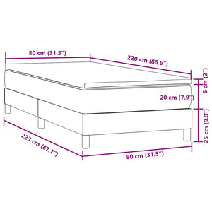 Κρεβάτι Boxspring με Στρώμα Μαύρο 80x220 εκ. Βελούδινο