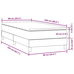 Κρεβάτι Boxspring με Στρώμα Σκούρο Γκρι 90x220 εκ. Βελούδινο