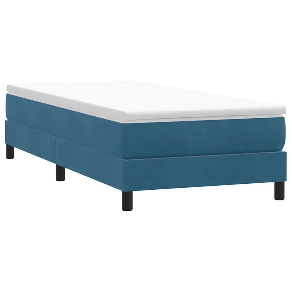 Κρεβάτι Boxspring με Στρώμα Σκούρο Μπλε 90x220 εκ. Βελούδινο
