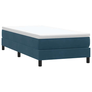 Κρεβάτι Boxspring με Στρώμα Σκούρο Μπλε 90x220 εκ. Βελούδινο - Pakobazaar