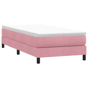 Κρεβάτι Boxspring με Στρώμα Ροζ 90x220 εκ. Βελούδινο