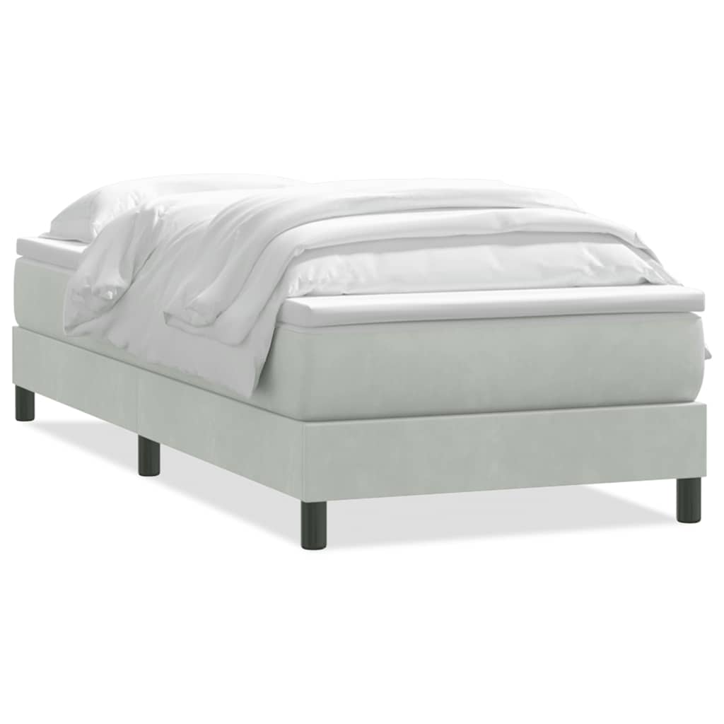 Box Spring κρεβάτι με στρώμα ανοιχτό γκρι 100x220 εκ. Βελούδινο - Pakobazaar
